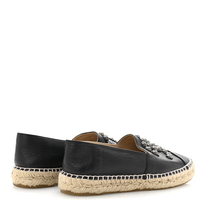 Chanel Lambskin Camellia CC Stud Espadrilles 39 Black 5 of 10