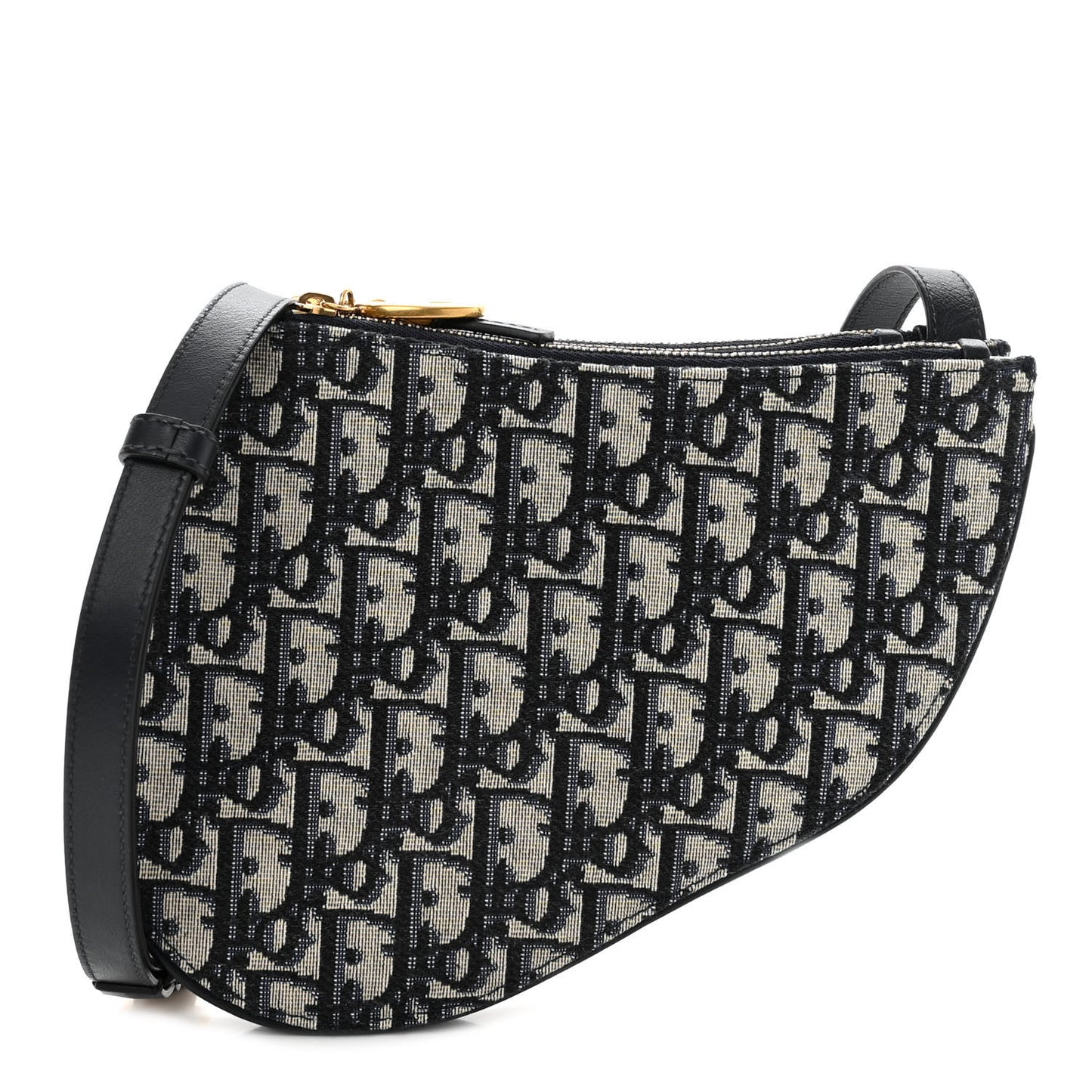 Oblique Saddle Pouch With Strap Navy Blue