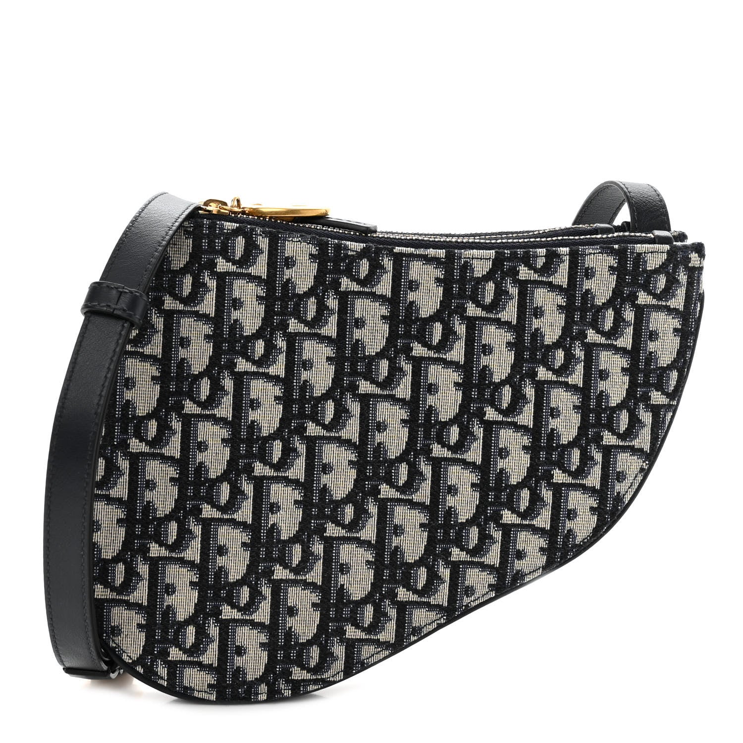 Christian Dior Oblique Saddle Pouch With Strap Navy Blue 1 of 12