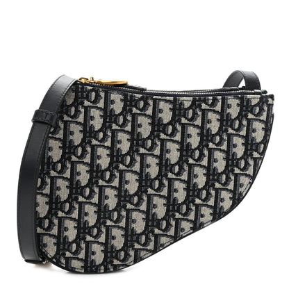 Christian Dior Oblique Saddle Pouch With Strap Navy Blue 1 of 12
