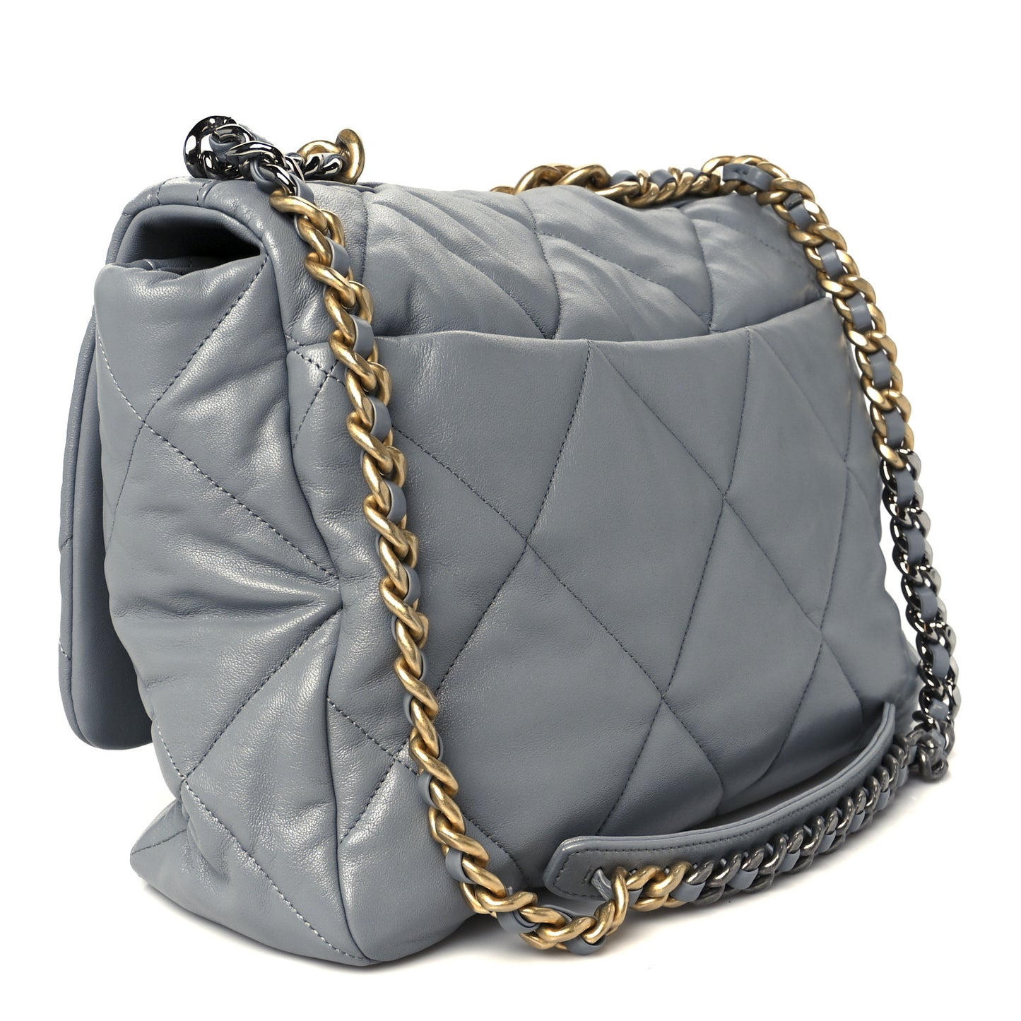 Goatskin Quilted Maxi Chanel 19 Flap Grey