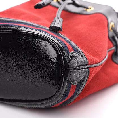 Gucci Suede Patent Web Small Ophidia Bucket Bag Hibiscus Red Black 8 of 8