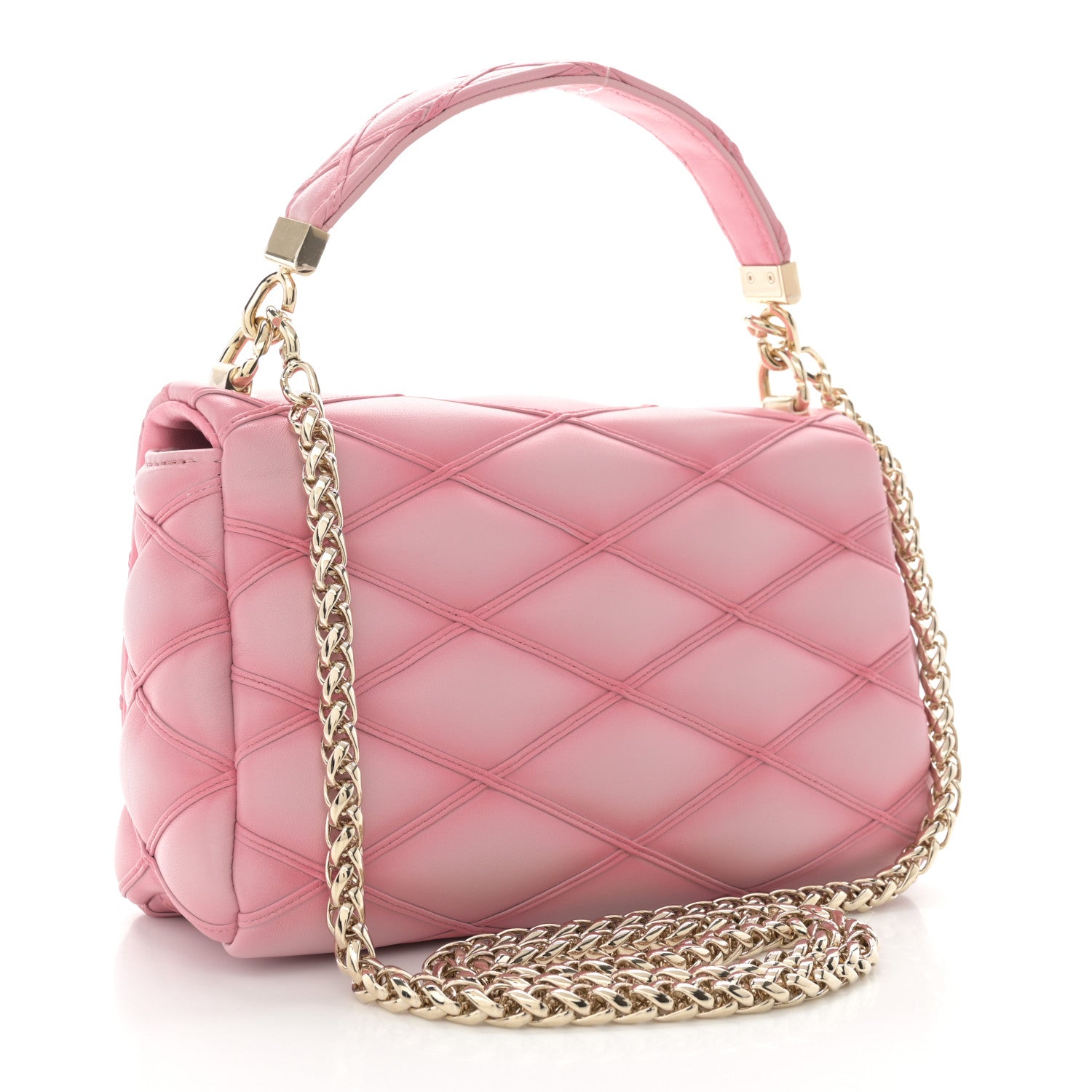 Louis Vuitton Lambskin Malletage Top Handle GO-14 MM Raspberry 3 of 9