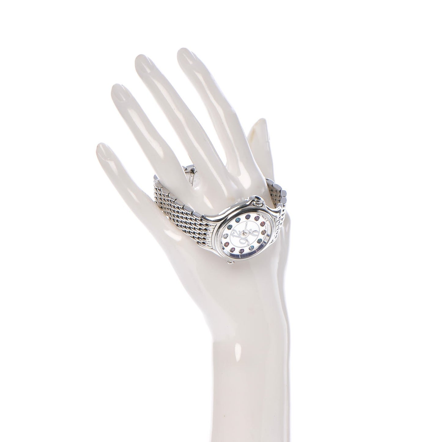 Stainless Steel Diamond Topaz 38mm Crazy Carats Rotating Gem Quartz Watch