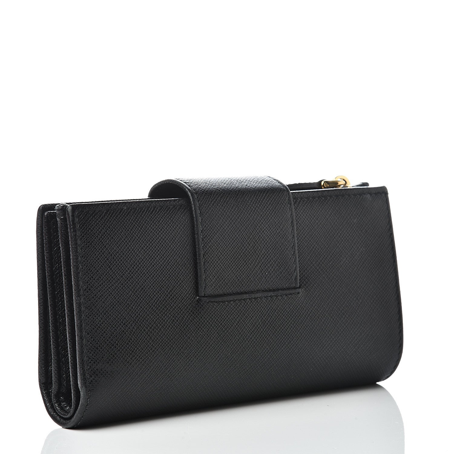 Prada Saffiano Metal Medium Wallet Black 2 of 11