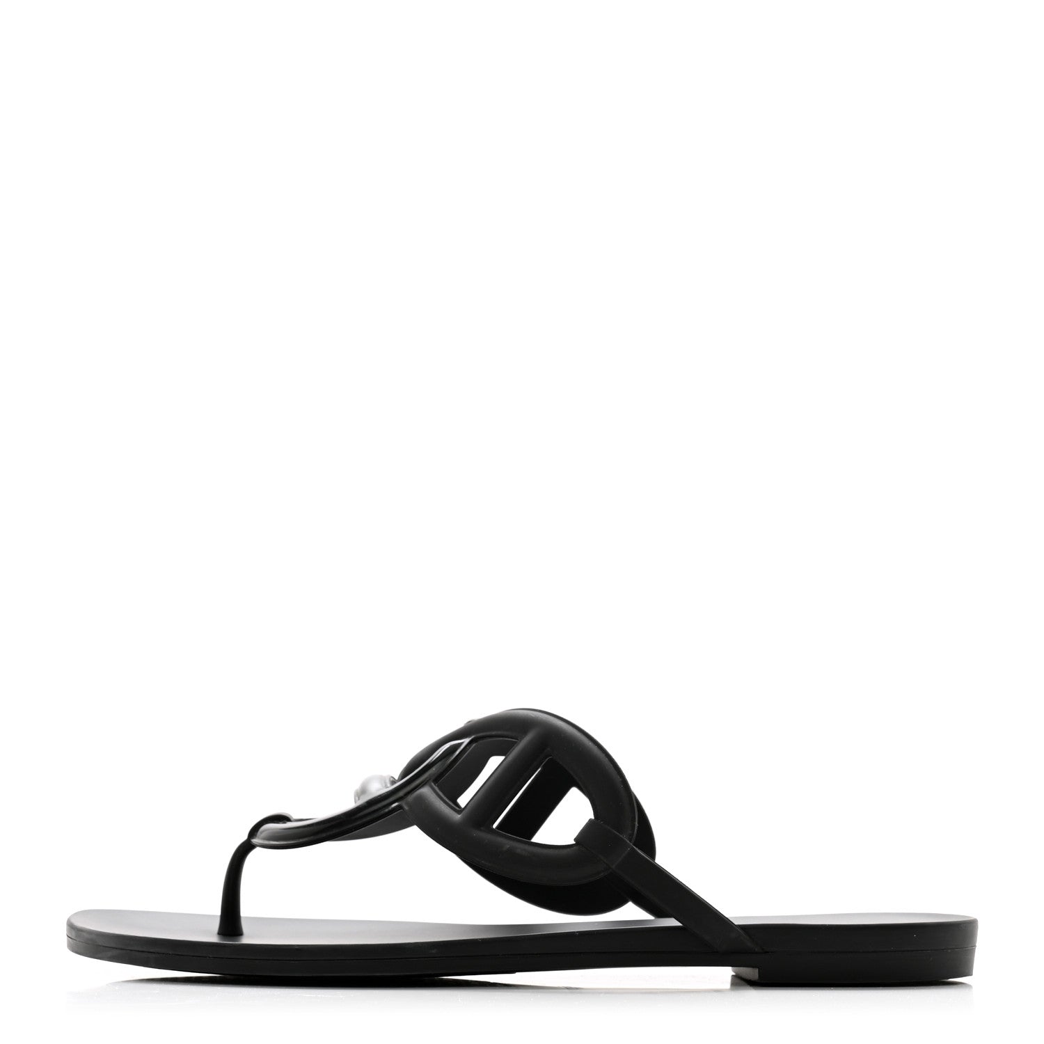 Hermes Rubber Womens Egerie Sandals 40 Black 1 of 11