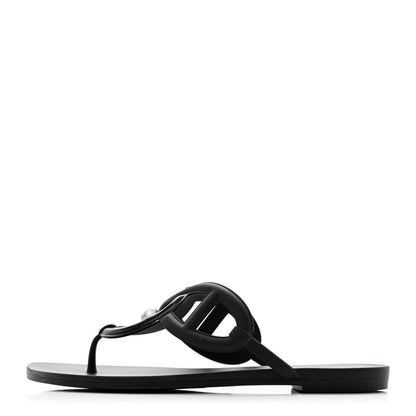 Hermes Rubber Womens Egerie Sandals 40 Black 1 of 11