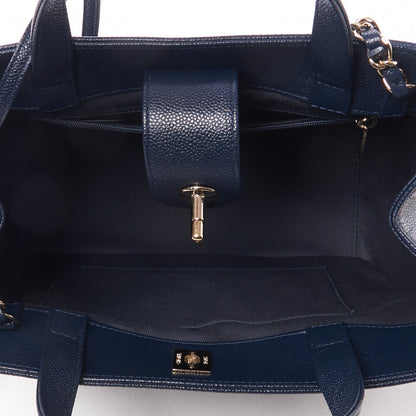 Chanel Caviar Quilted Small Business Affinity Shopping Bag Navy 4 of 10