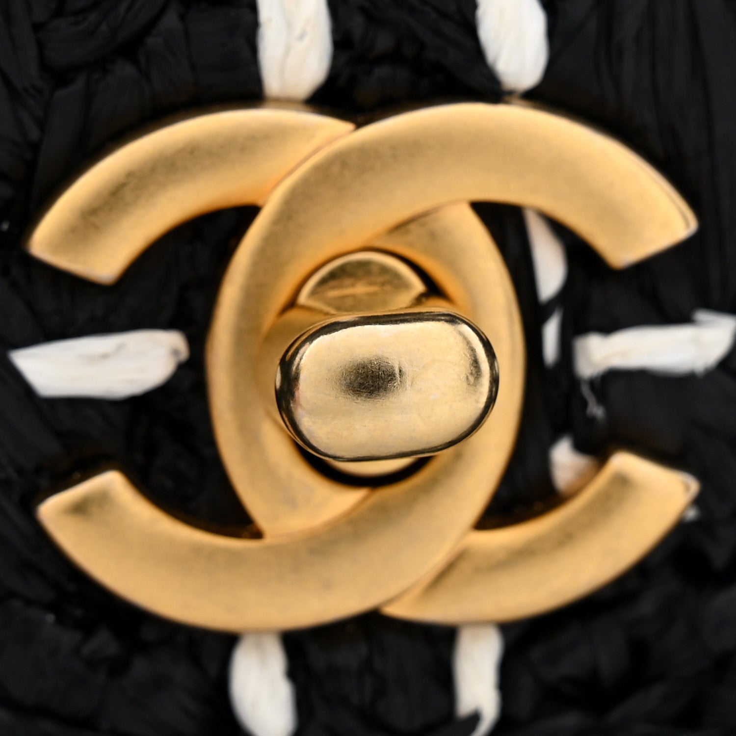 Chanel Raffia Effect Medium Tweedy Flap Bag Black White 11 of 12