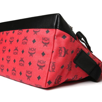 MCM X Ekocycle Monogram Coated Canvas Studded Messenger Bag Red 11 of 13