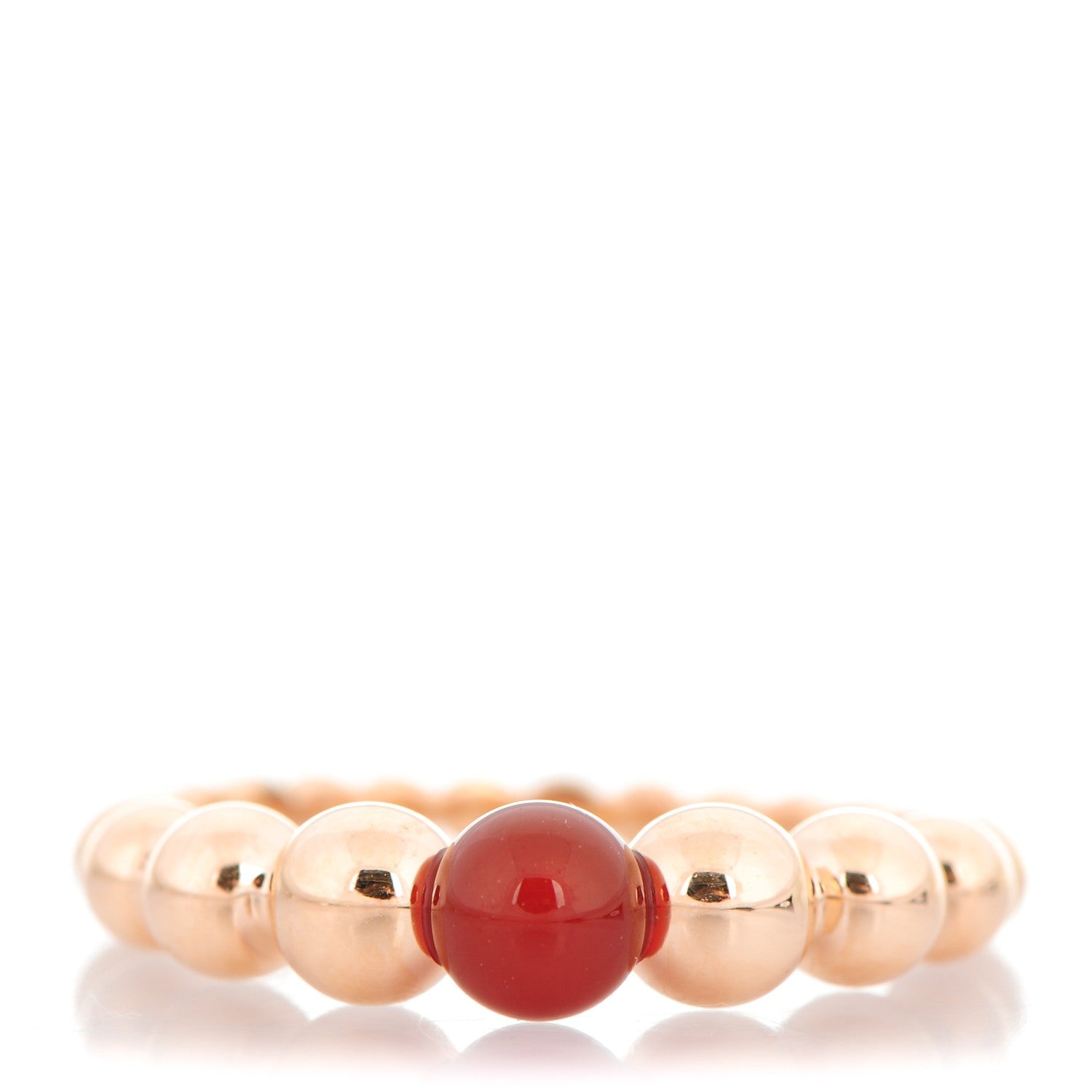 Van Cleef & Arpels 18K Rose Gold Carnelian Perlee Couleurs Ring 62 10 1 of 5