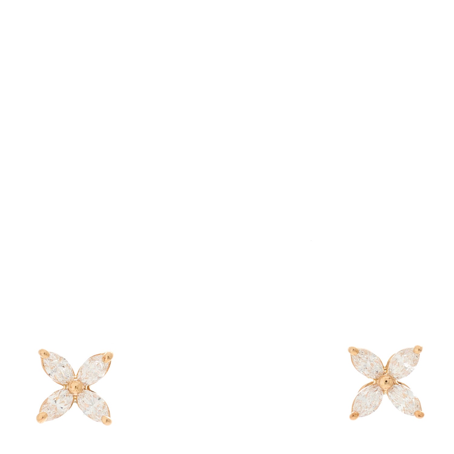 Tiffany 18k Rose Gold Diamond .19ct Mini Victoria Earrings 1 of 5