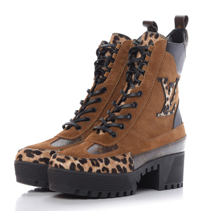Louis Vuitton Suede Calfskin Monogram Laureate Platform Desert Boots 36.5 Cognac 3 of 10