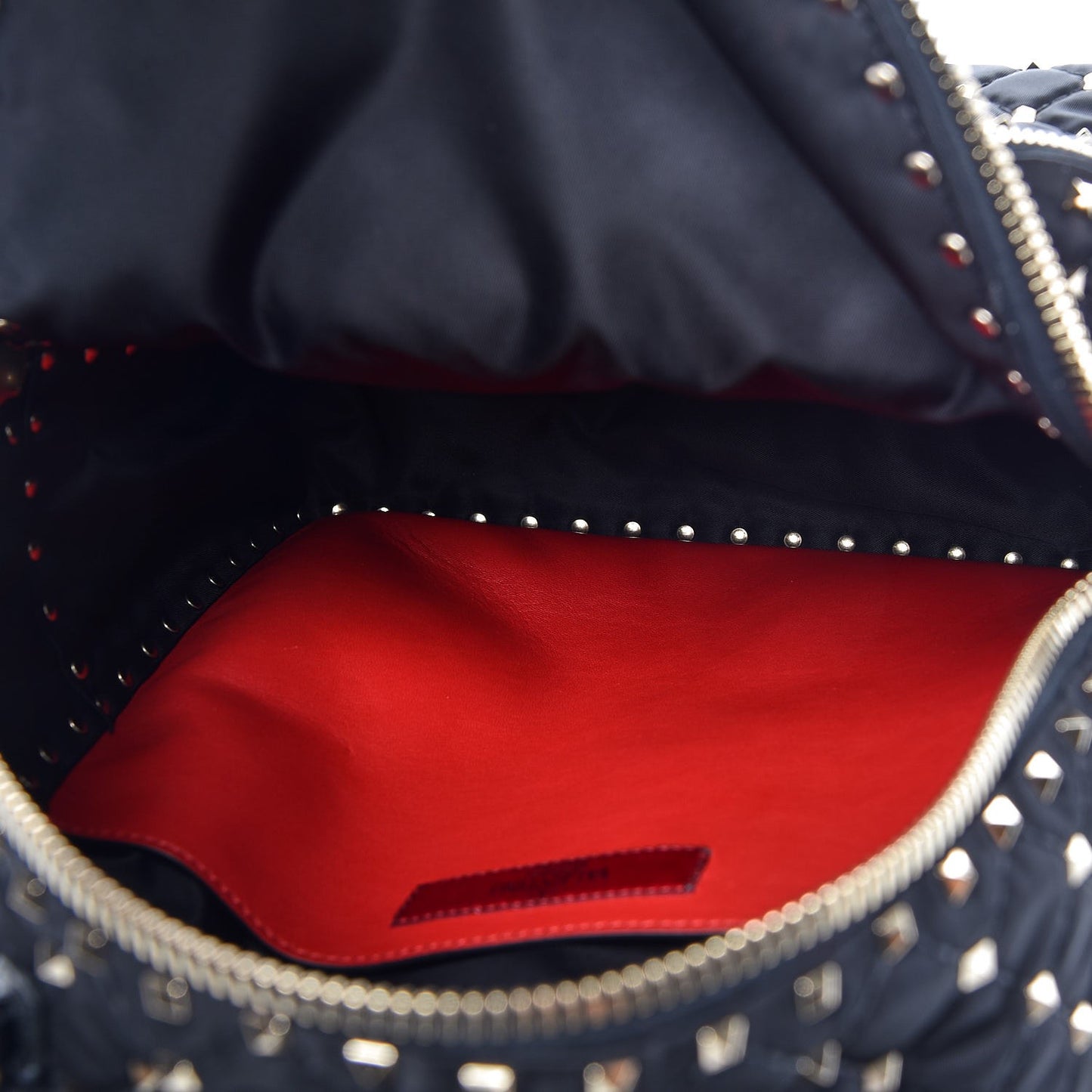 Nylon Quilted Rockstud Spike Backpack Black