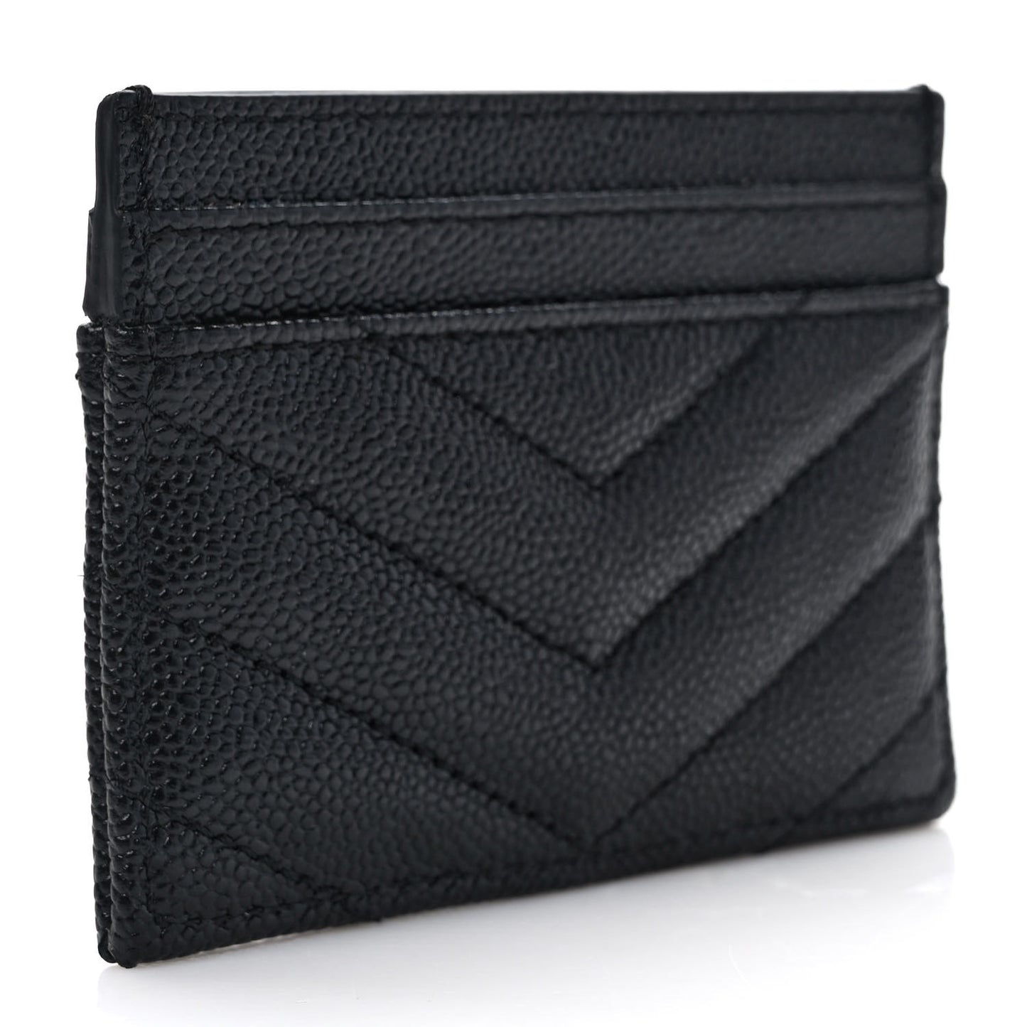 Grain De Poudre Matelasse Chevron Monogram Credit Card Case Black