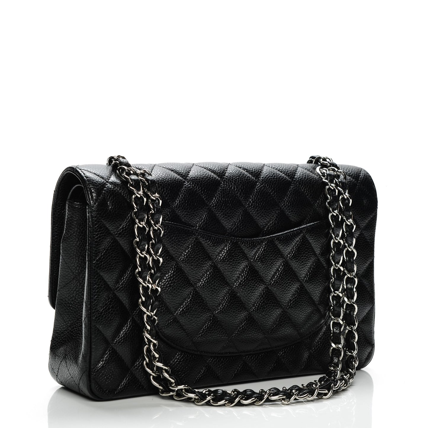 Caviar Quilted Medium Double Flap Black