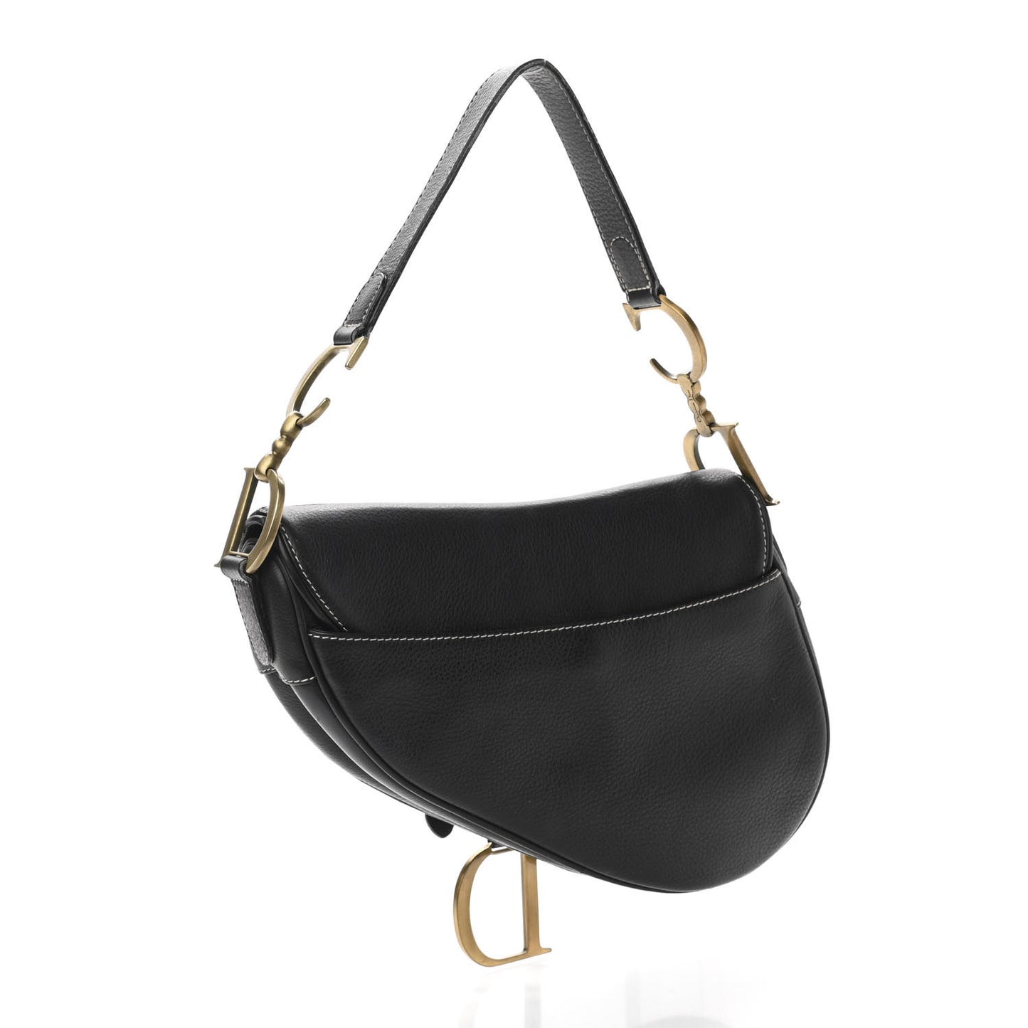 Grained Calfskin Saddle Bag Black