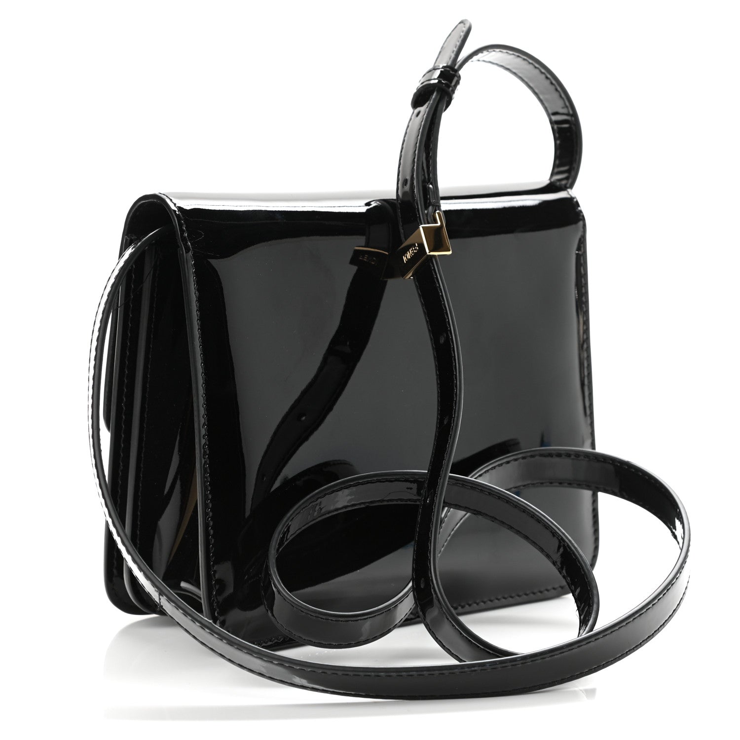 Fendi Vitello Vernice Mou Karligraphy Crossbody Bag Black 3 of 11