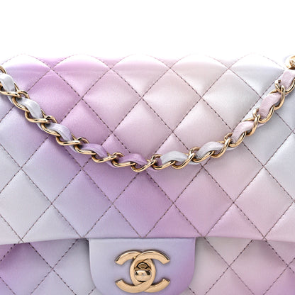 Chanel Lambskin Quilted Tie Dye Ombre Medium Double Flap Purple Blue Pink 9 of 14