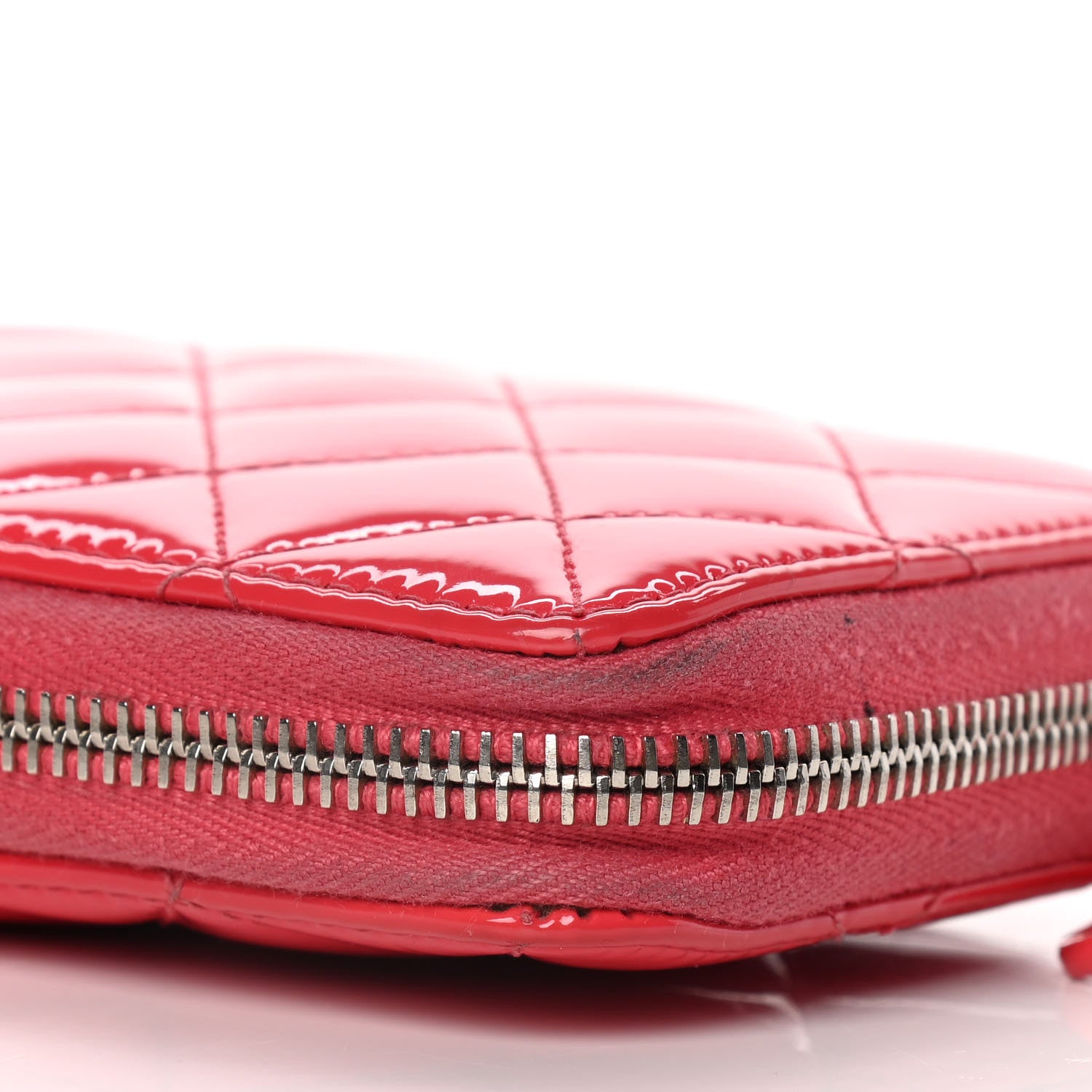 Chanel Patent Quilted Large Gusset Zip Around Wallet Red 12 of 17