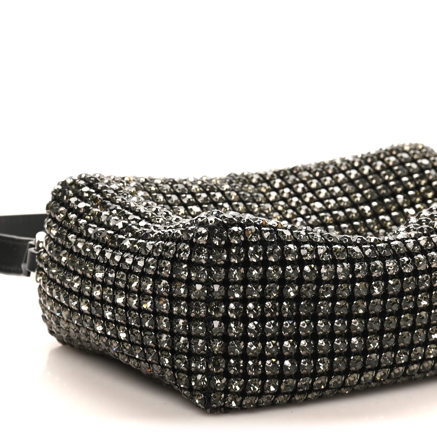 Alexander Wang Mesh Crystal Rhinestone Medium Heiress Pouch Black Silver 8 of 10
