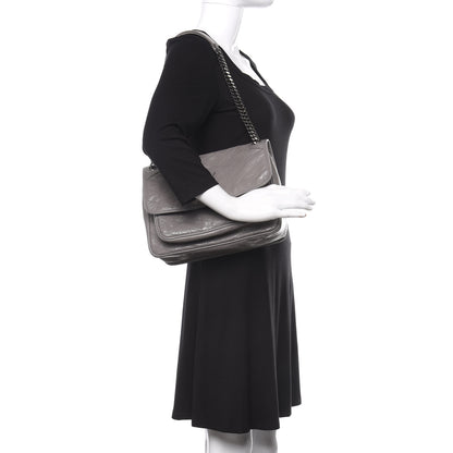 Saint Laurent Crinkled Calfskin Matelasse Monogram Medium Niki Chain Satchel Fog 2 of 10