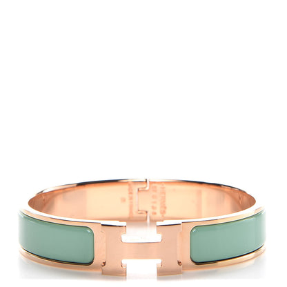 Hermes Enamel Narrow Clic Clac H Bracelet PM Vert Aqua 1 of 5
