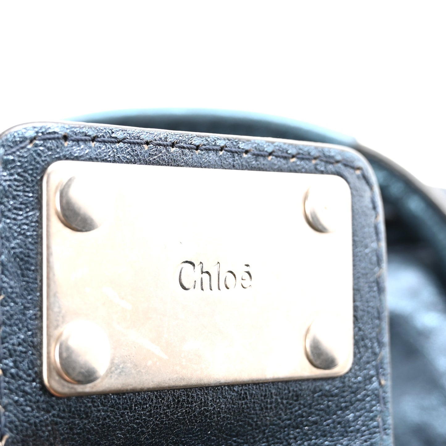 Metallic Calfskin Large Paddington Tote Blue