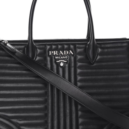 Prada Soft Calfskin Impunture Diagramme Tote Black 7 of 14