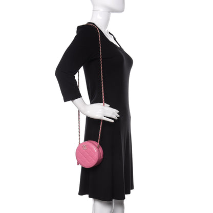 Chanel Caviar Quilted Gripoix CC Round Clutch With Chain Pink 2 of 11