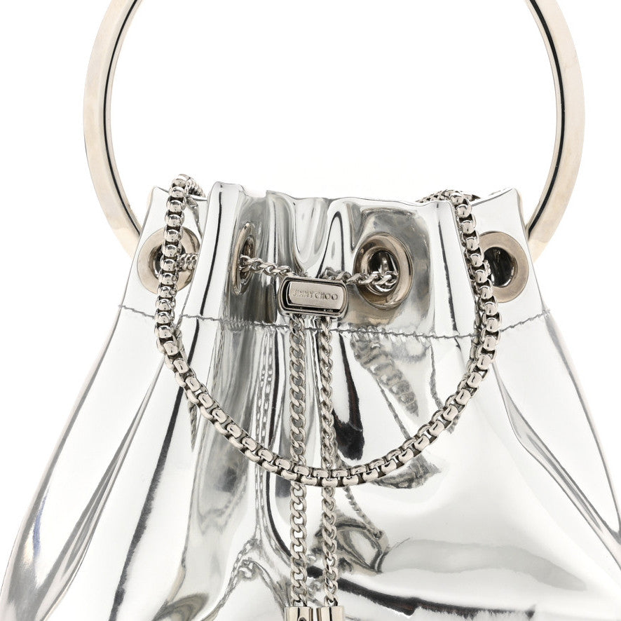 Metallic Patent Bon Bon Bag Silver