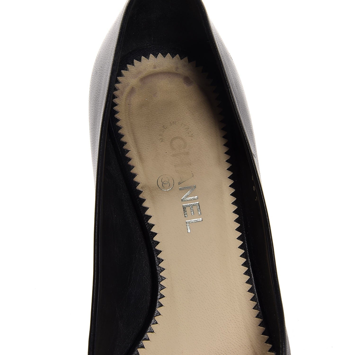 Chanel Lambskin Satin CC Cap Toe Kitten Heel Pumps 34.5 Black 9 of 12
