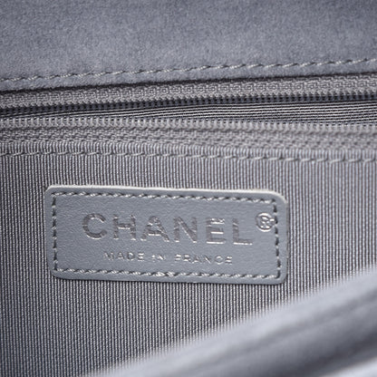 Chanel Suede Chocolate Bar Whipstitch Mademoiselle Flap Grey 6 of 9