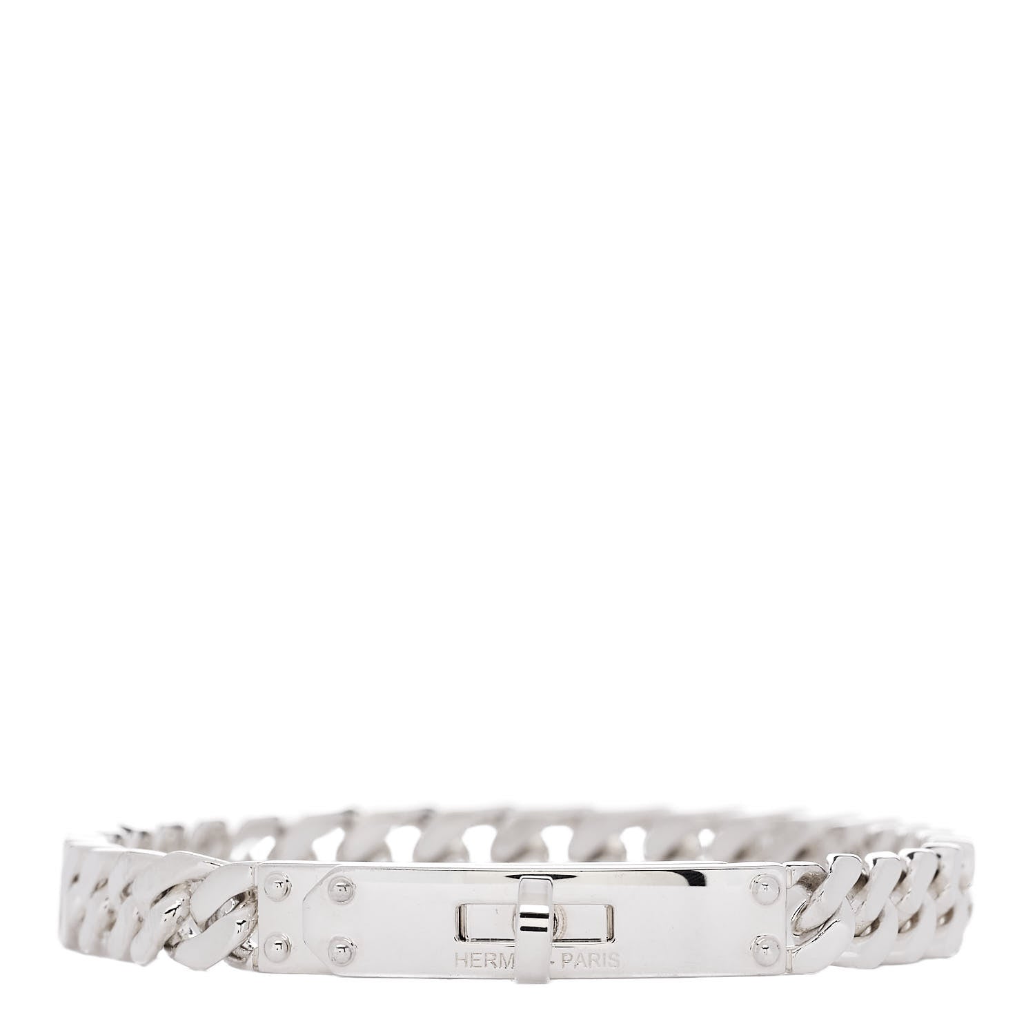 Hermes Sterling Silver TPM Kelly Gourmette Bracelet ST 1 of 5