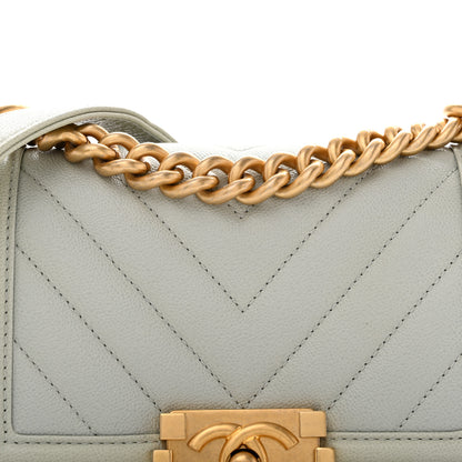 Chanel Caviar Chevron Quilted Small Boy Flap Light Grey 7 of 10