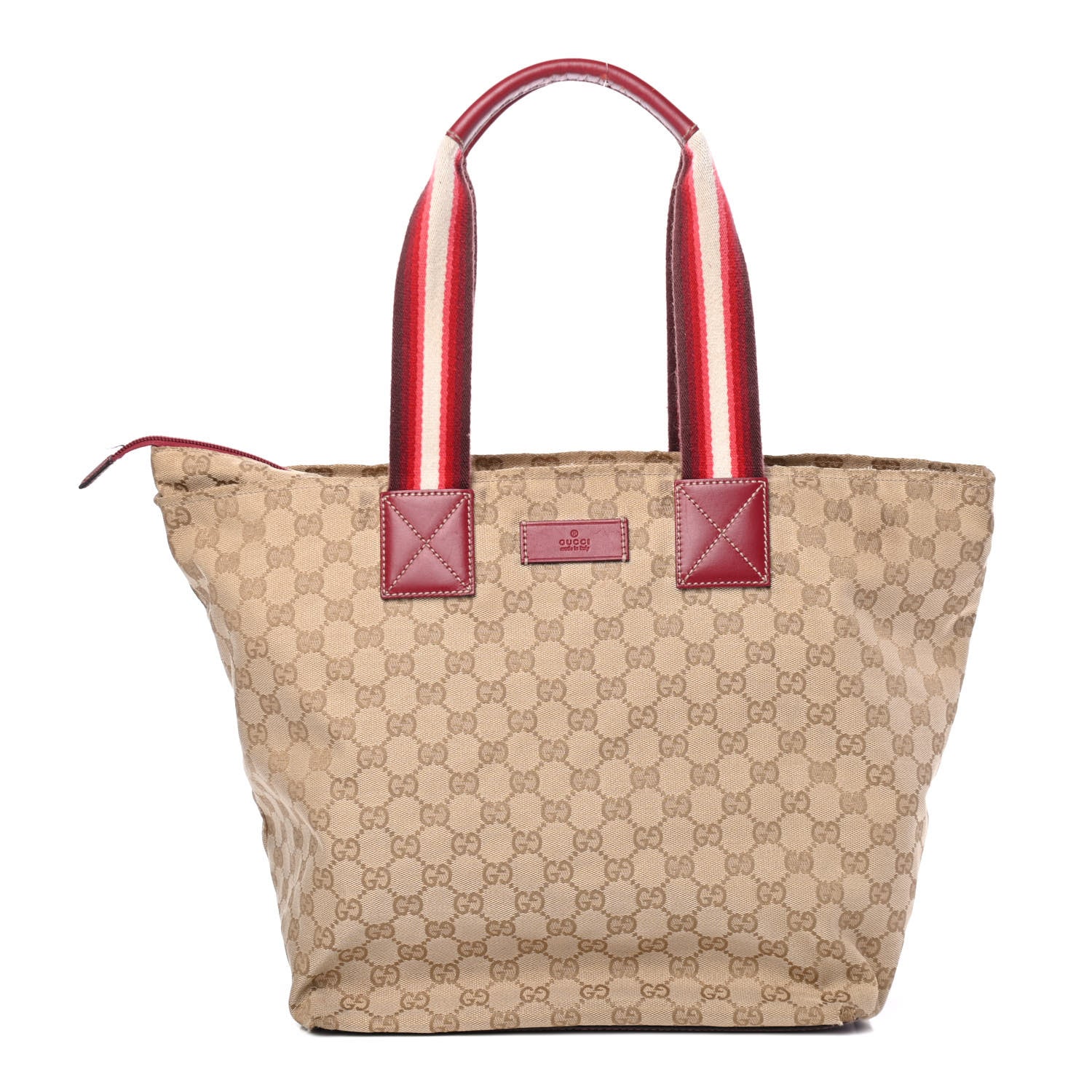 Gucci GG Monogram Large Web Handle Bucket Tote Red 1 of 4