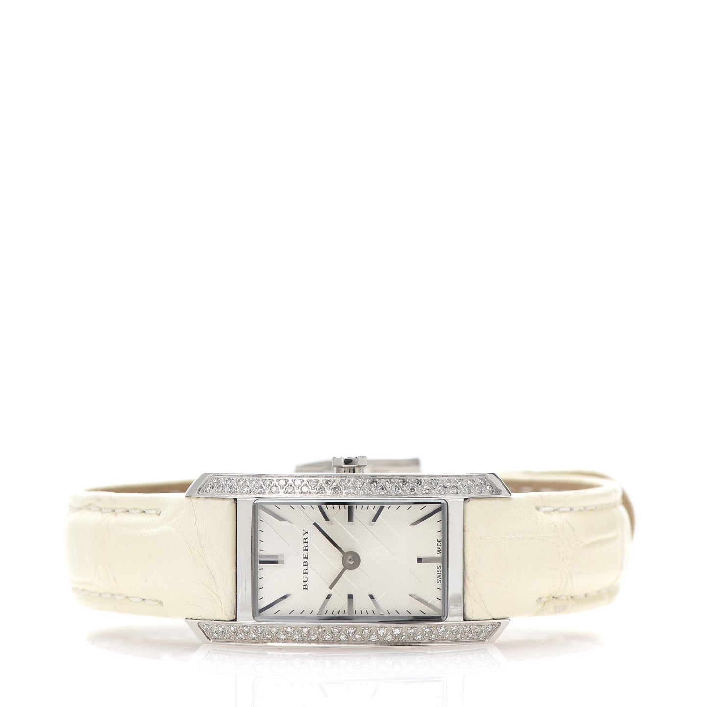 Stainless Steel Alligator Diamond Bezel 20mm Quartz Watch BU9506