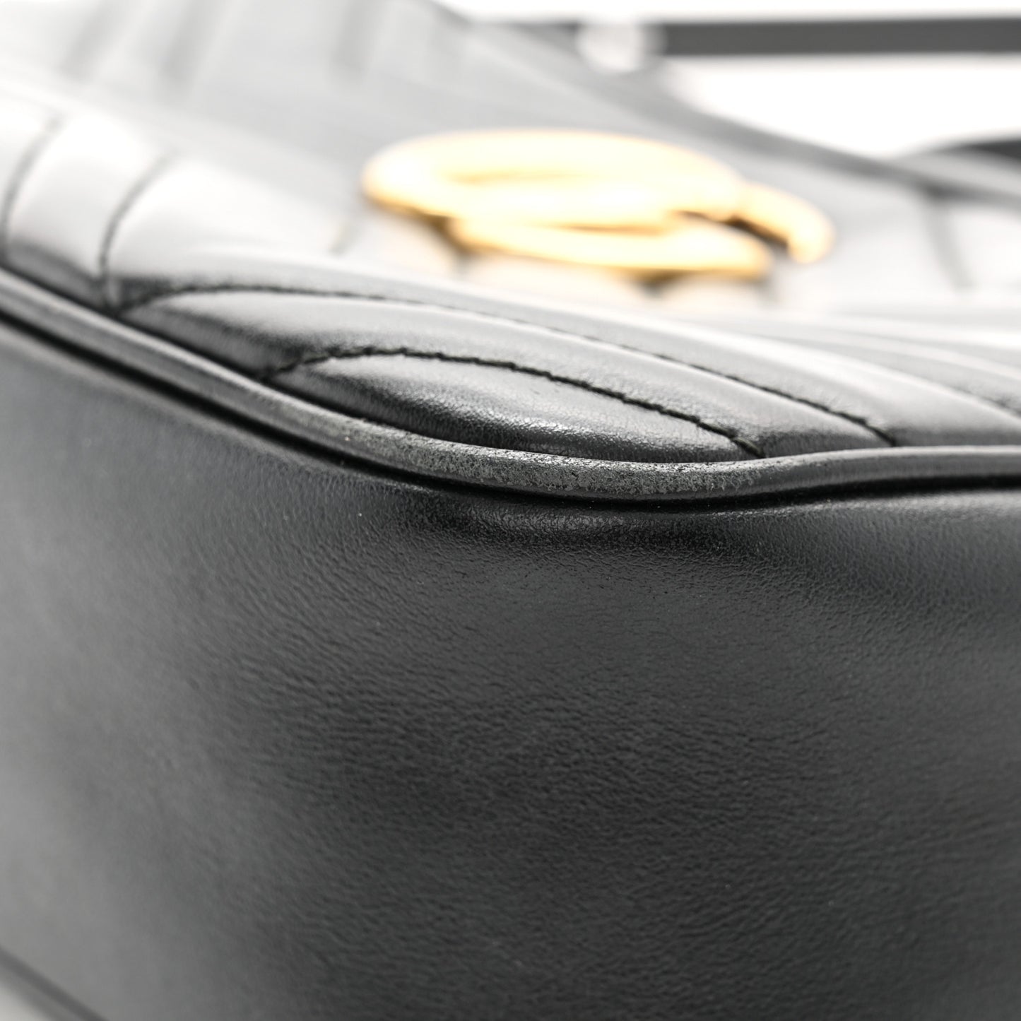 Calfskin Matelasse Small GG Marmont Chain Shoulder Bag Black