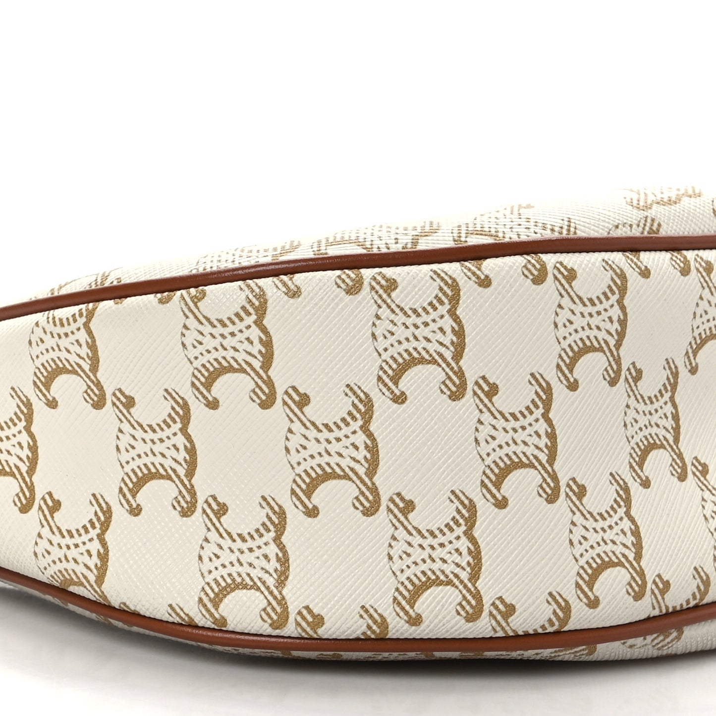 Canvas Calfskin Ava Triomphe Shoulder Bag White