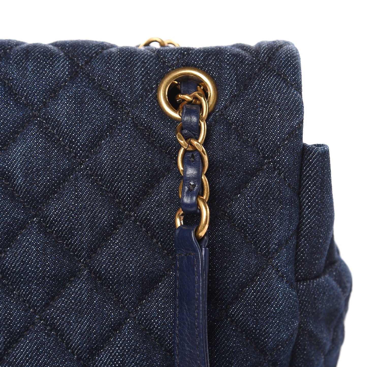 Washed Denim Quilted Large Urban Spirit Backpack Dark Blue