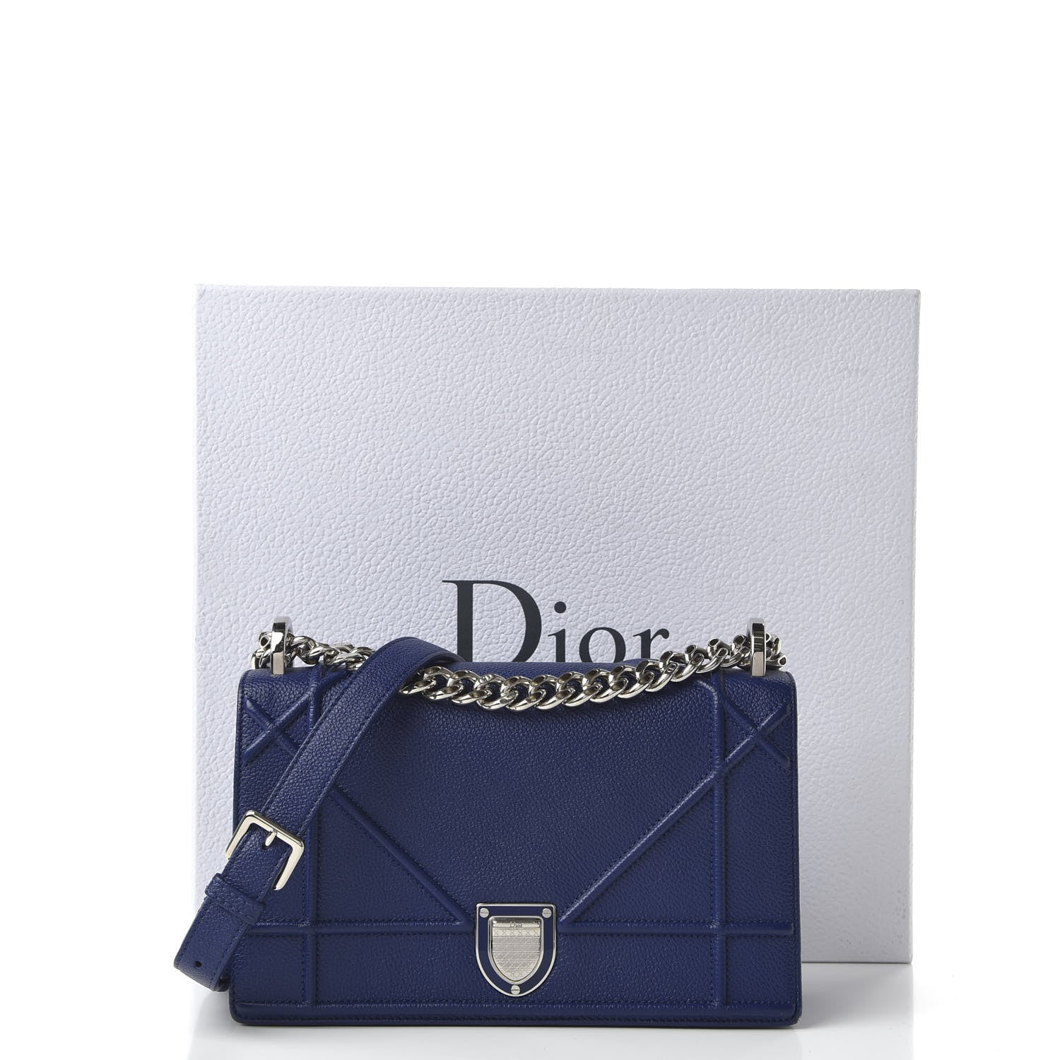 Christian Dior Grained Calfskin Small Diorama Flap Bag Bleu De Minuit 10 of 10