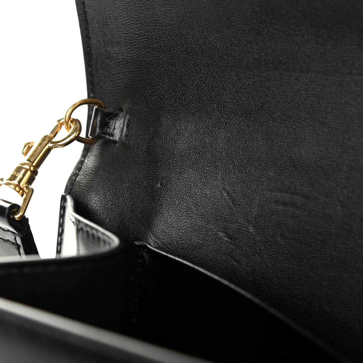 Shiny Calfskin Triomphe Clutch Black
