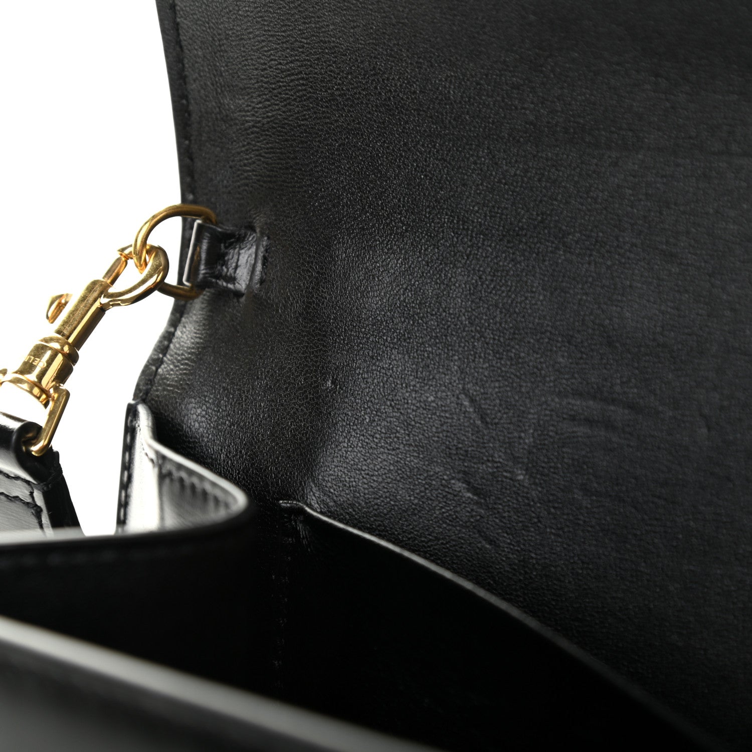 Celine Shiny Calfskin Triomphe Clutch Black 18 of 18