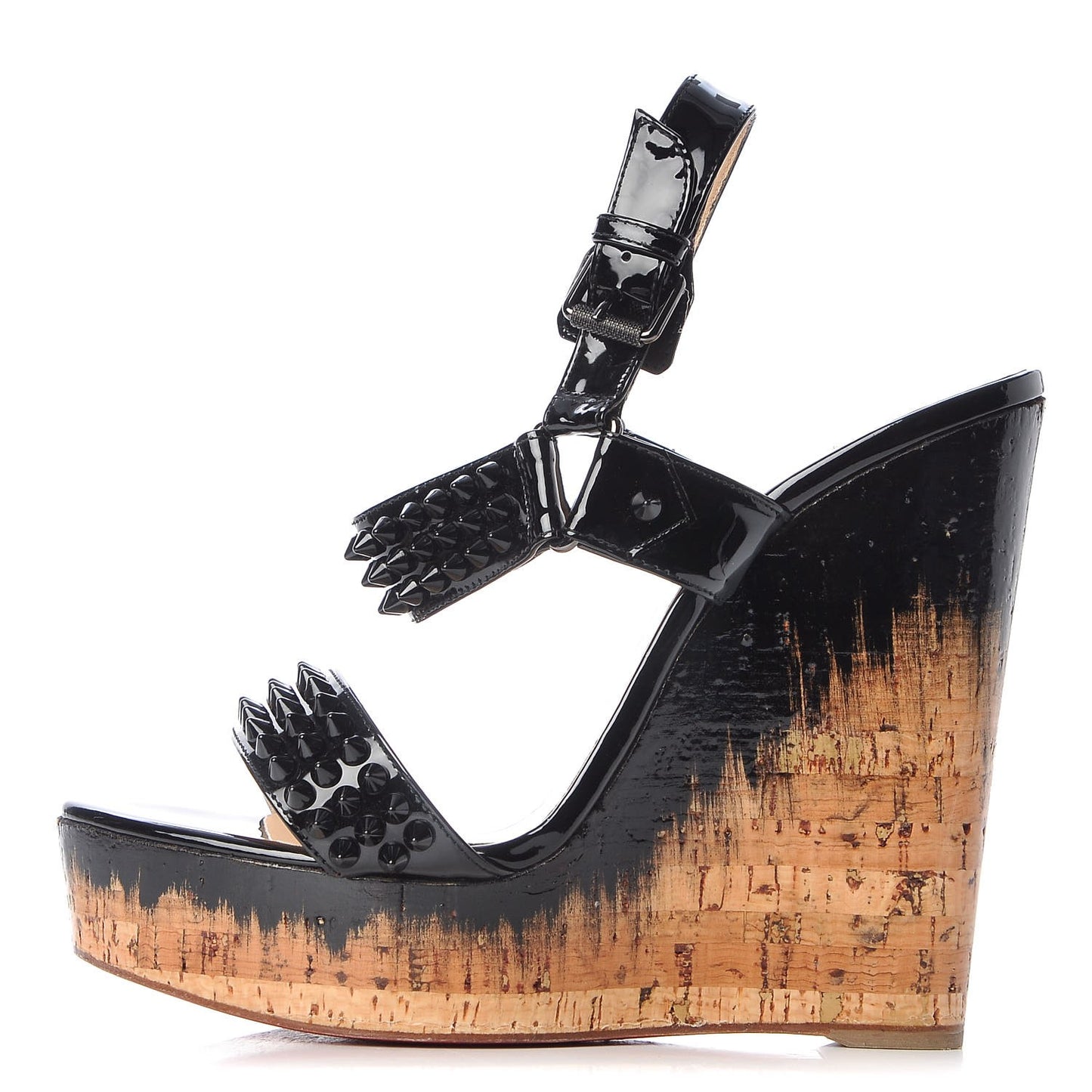 Patent Barboullaga 140 Spikes Cork Wedges 39 Black