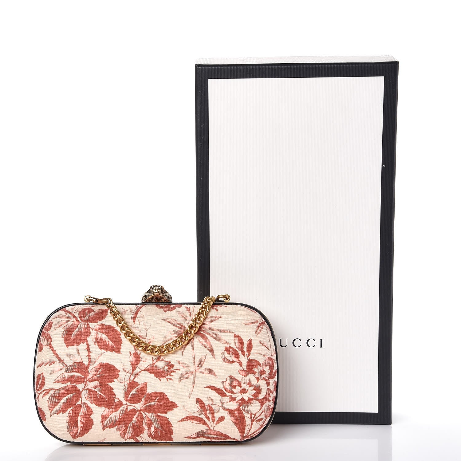 Gucci Linen Herbarium Print Broadway Box Clutch Cherry 9 of 9
