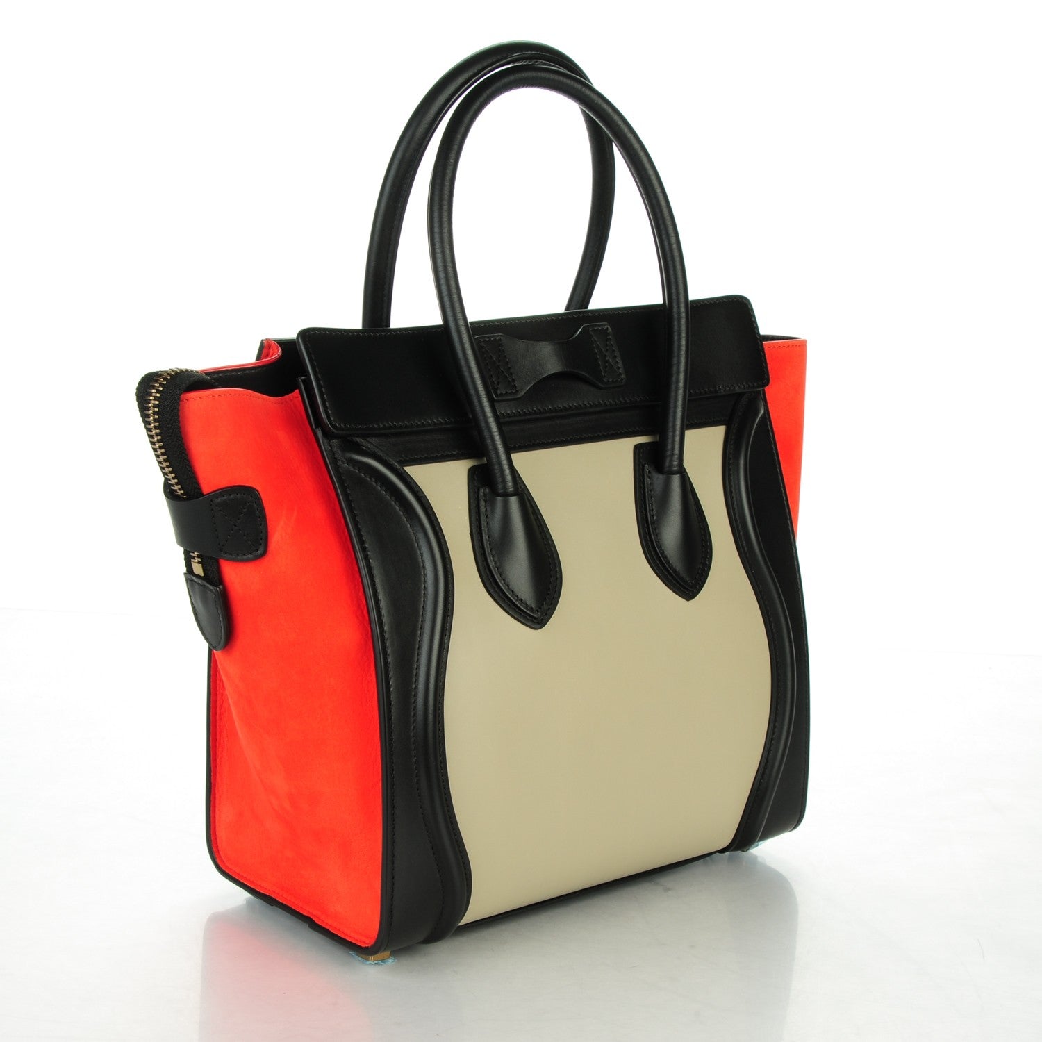 Celine Smooth Calfskin Nubuck Micro Tri-Color Luggage Alizarin 3 of 9