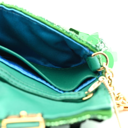 Fendi Sequin Paillettes Shiny Nappa Sex and the City Nano Baguette Belt Charm Green 5 of 7