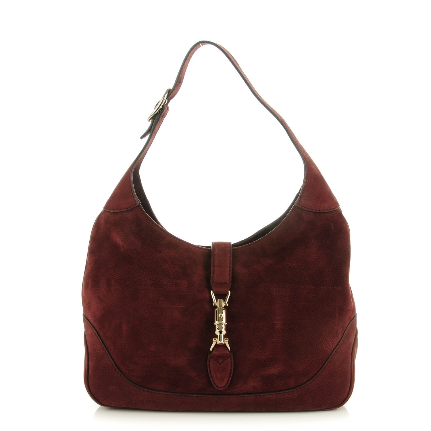 Gucci Nubuck Medium Jackie Shoulder Bag Burgundy 1 of 8