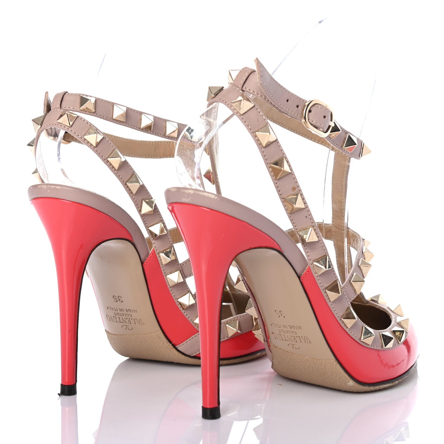 Valentino Garavani Patent Rockstud Ankle Strap Pumps 36 Rouge Poudre 3 of 4