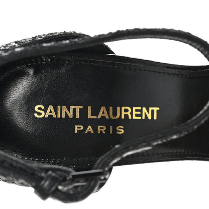 Saint Laurent Glitter Opyum 110 Sandals 36.5 Black 7 of 11